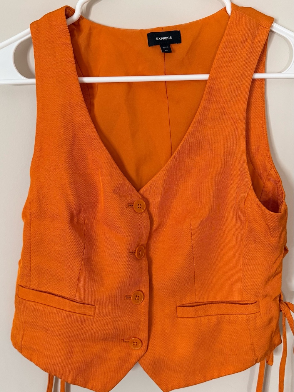 Express Orange Button-Front Vest